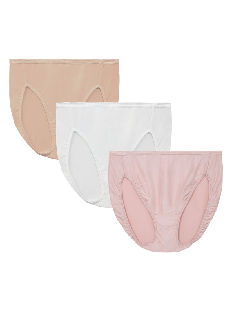 Vanity Fair Women's Illumination Hi Cut Panty 13108, White/Quartz/Beige, 7 (13307) - Image 1